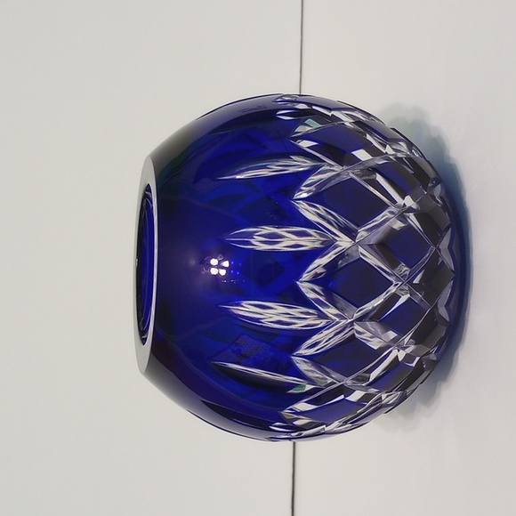 Vintage Bohemian Czech Glass Cobalt Blue Cut Cut to Clear Voltive - Picture 2 of 8